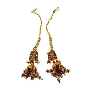 Indian Style Jhumka Gold Plated Kannauti Extensions 1.5" Dangle Drop Earrings